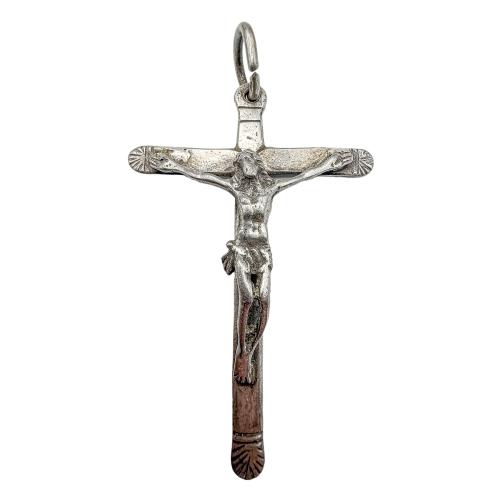 CRUCIFIJO Y CAJITA ROSARIO EN PLATA Y METAL