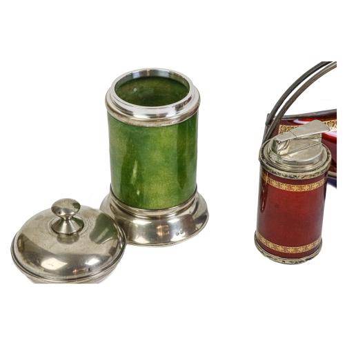 JUEGO DE FUMADOR DE PLATA Y ESMALTE