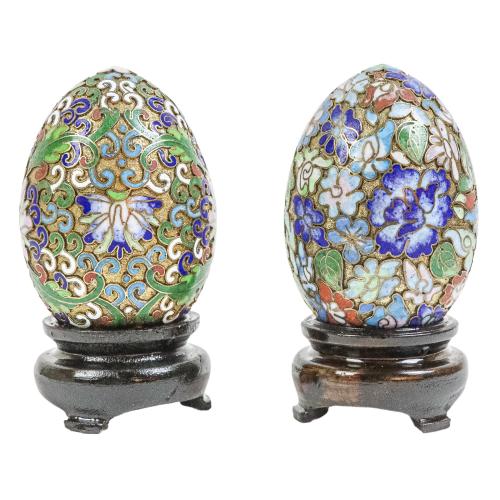 PAREJA DE HUEVOS CLOISONNÉ CHINOS