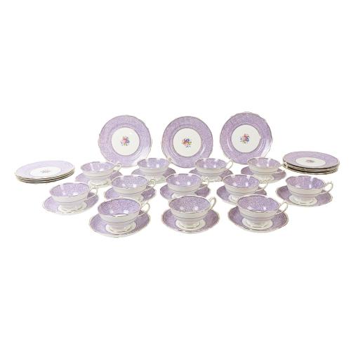 JUEGO DE 12 TAZAS CON PLATO DE PORCELANA INGLESA