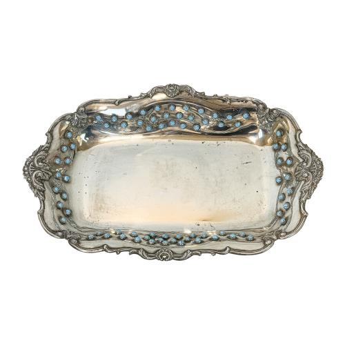 CENTRO DE MESA EN PLATA Y ESMATES DEL ÚLTIMO CUARTO DEL S.XX
