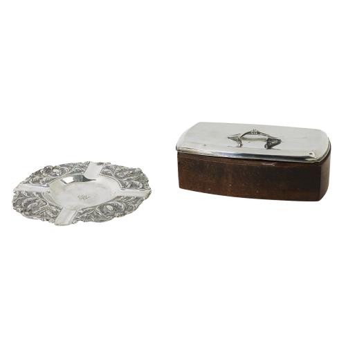CENICERO Y CAJITA PLATA DE MEDIADOS DE SIGLO XX
