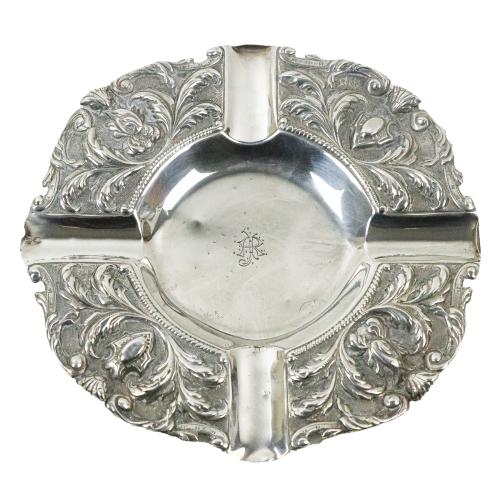 CENICERO Y CAJITA PLATA DE MEDIADOS DE SIGLO XX