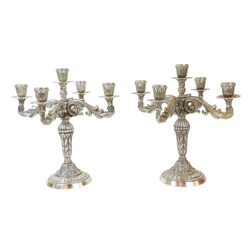 DOS CANDELABROS PLATA DE MEDIADOS DE S. XX