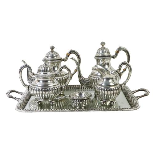 JUEGO DE CAFÉ EN PLATA DE MEDIADOS DE SIGLO XX