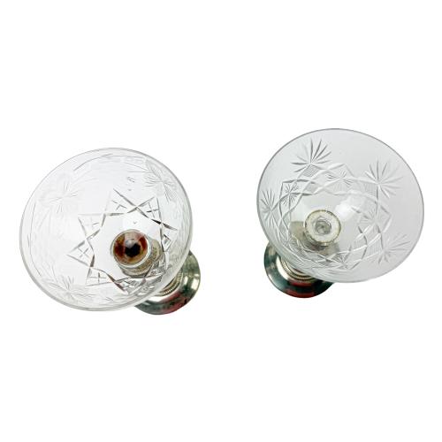 CONJUNTO DE 12 COPAS EN CRISTAL Y PLATA