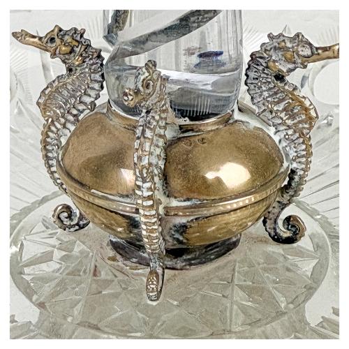 CENTRO DE MESA EN CRISTAL Y PLATA DE MEDIADOS S.XX