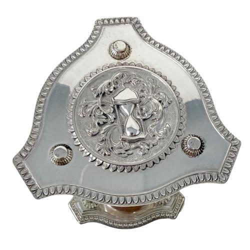 RELOJ DE ARENA EN PLATA DEL ÚLTIMO TERCIO DE SIGLO XX