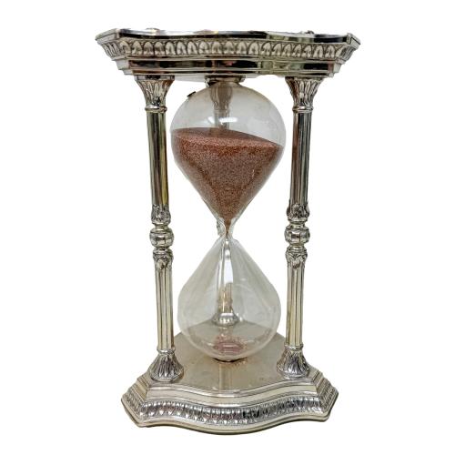 RELOJ DE ARENA EN PLATA DEL ÚLTIMO TERCIO DE SIGLO XX