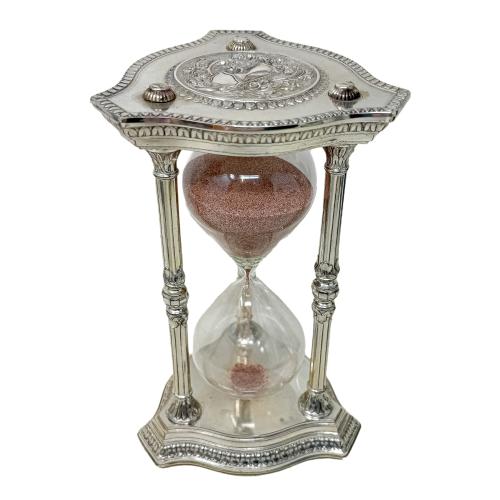 RELOJ DE ARENA EN PLATA DEL ÚLTIMO TERCIO DE SIGLO XX