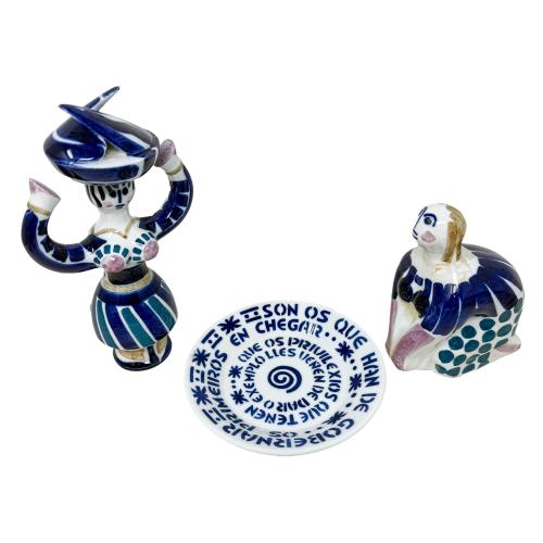 DOS FIGURAS Y PLATO DE PORCELANA DE SARGADELOS