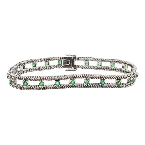 PULSERA CON ESMERALDAS DE LOS AÑOS 70
