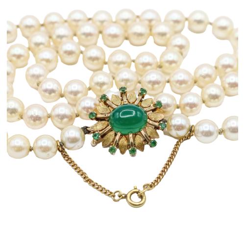 COLLAR DE PERLAS CON CRISOPRASA DE LOS AÑOS 60