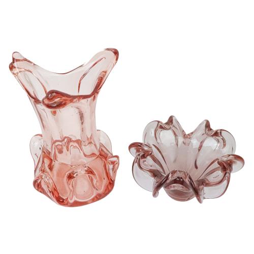 DOS JARRONES EN CRISTAL SOPLADO DEL ÚLTIMO CUARTO S.XX