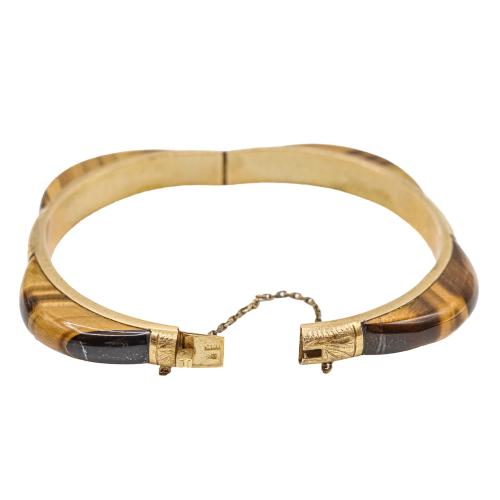 PULSERA ESCLAVA CON OJO DE TIGRE, AÑOS 70
