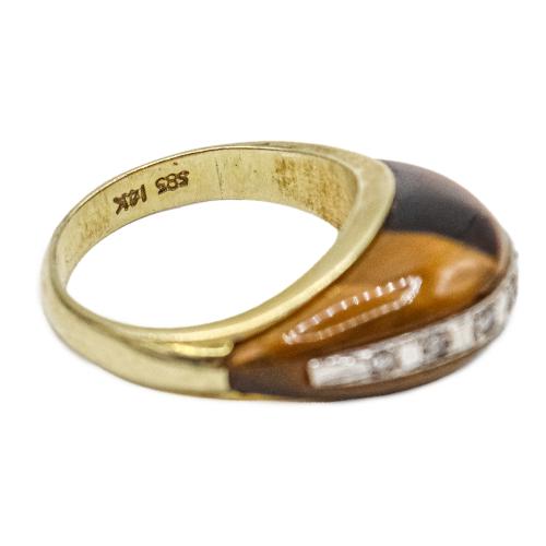 ANILLO CON OJO DE TIGRE Y DIAMANTES