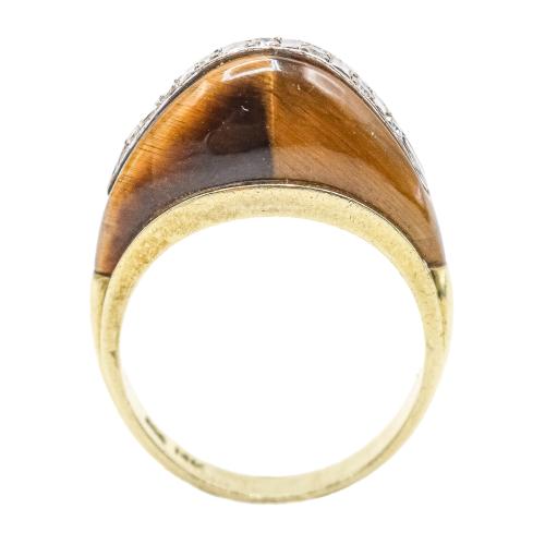 ANILLO CON OJO DE TIGRE Y DIAMANTES