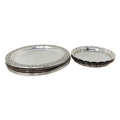 CONJUNTO DE PLATITOS DE PAN Y POSA COPAS EN PLATA