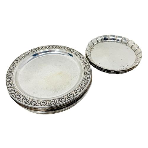 CONJUNTO DE PLATITOS DE PAN Y POSA COPAS EN PLATA