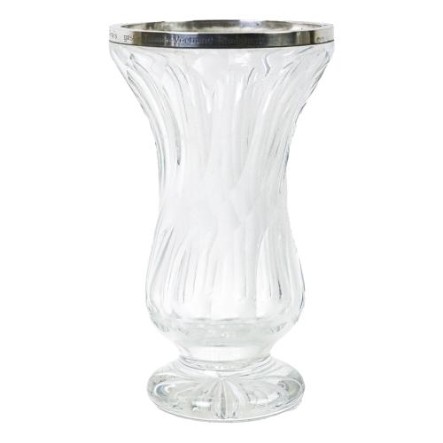 JARRÓN EN CRISTAL Y PLATA DE MEDIADOS DEL S.XX