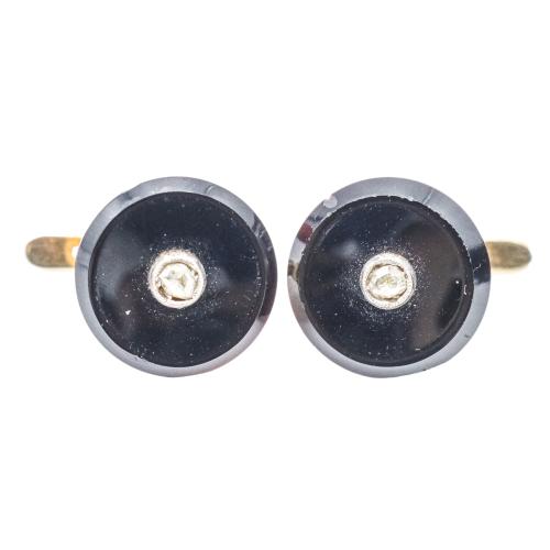 PENDIENTES CON ONIX Y DIAMANTES, DE LOS AÑOS 40