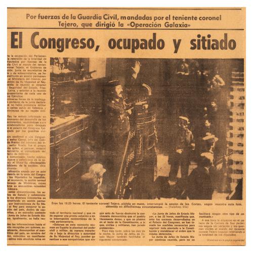 PORTADA DE LA VANGUARDIA SOBRE EL  23 F 