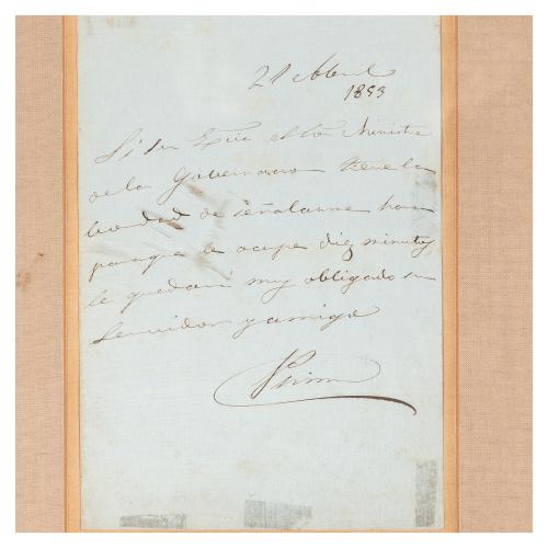 AUTÓGRAFO DEL GENERAL PRIM 1883