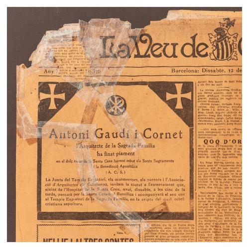 PORTADA DE PERIÓDICO Y NECROLÓGICA DE ANTONI GAUDÍ