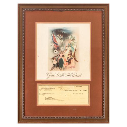 TALÓN FIRMADO Y ILUSTRACIÓN IMPRESA CLARK GOBLO, 1950