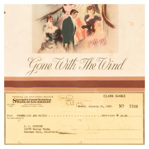 TALÓN FIRMADO Y ILUSTRACIÓN IMPRESA CLARK GOBLO, 1950