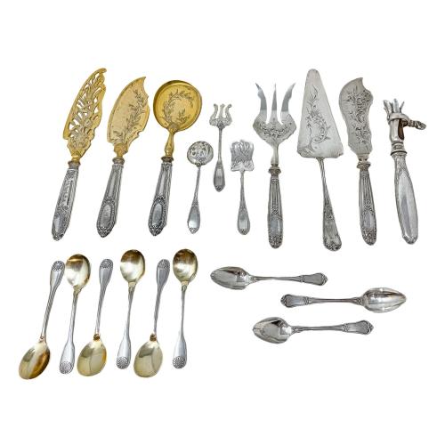 CONJUNTO DE CUBIERTOS DE SERVIR DE FINALES DEL S.XIX