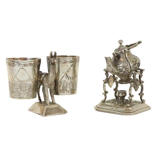 FIGURA EN MINIATURA Y PALILLERO EN PLATA DE MEDIADOS S.XX