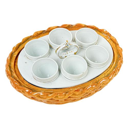 FUENTE Y HUEVERA DE PORCELANA FRANCESA DE PRINCIPIOS  S. XX