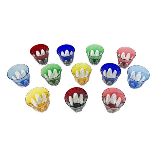 CONJUNTO DE 12 VASOS EN CRISTAL ITALIANO  FINALES DEL S.XX