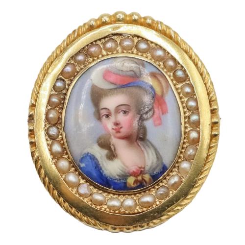 BROCHE CON MINIATURA DEL S.XIX