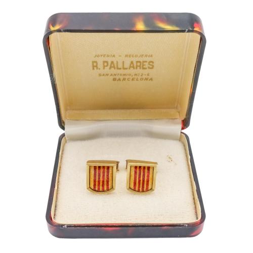 GEMELOS CON ESCUDO ESMALTADO DE LOS AÑOS 70