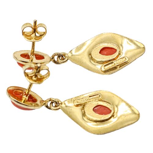 PENDIENTES LARGOS DE PLATA CON CORAL