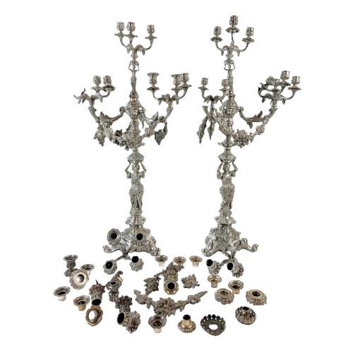 PAREJA DE GRANDES CANDELABROS FRANCESES DE FINALES S. XIX 