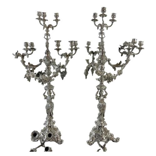 PAREJA DE GRANDES CANDELABROS FRANCESES DE FINALES S. XIX 