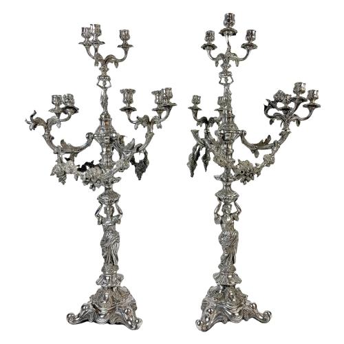 PAREJA DE GRANDES CANDELABROS FRANCESES DE FINALES S. XIX 