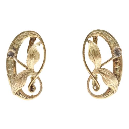 PENDIENTES MODERNISTAS CON DIAMANTES, DE FLES. DEL S.XIX