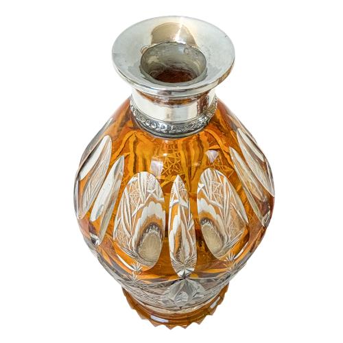 JARRÓN Y BOTELLA DE CRISTAL DE MEDIADOS DE SIGLO XX