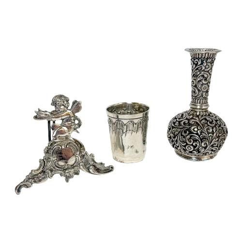 LOTE DE OCHO PIEZAS EN PLATA