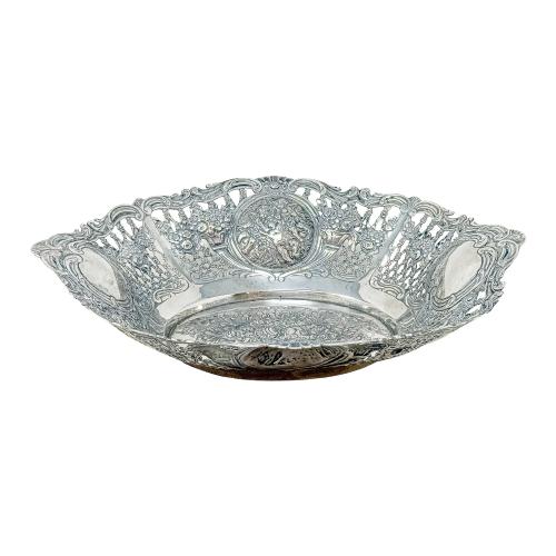 CENTRO DE MESA EN PLATA CON ALERO CALADO