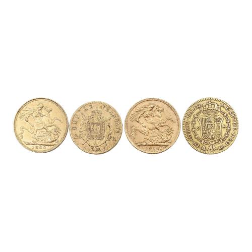 CUATRO MONEDAS DE ORO