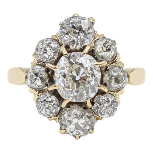 SORTIJA ROSETÓN CON DIAMANTES DE PPS. DEL S.XX