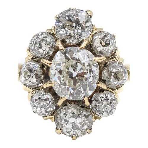 SORTIJA ROSETÓN CON DIAMANTES DE PPS. DEL S.XX
