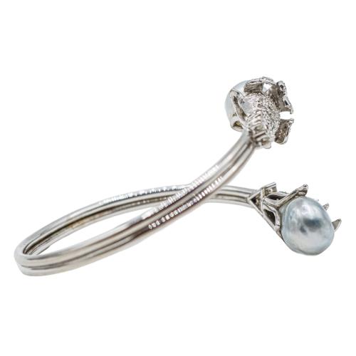 PULSERA ESCLAVA CON PERLAS BARROCAS Y BRILLANTES