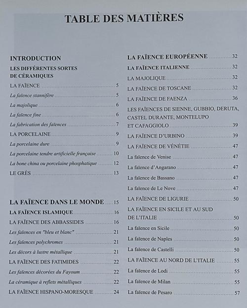 FAÏENCES ET PORCELAINES  (LA FAÏENCE ET 