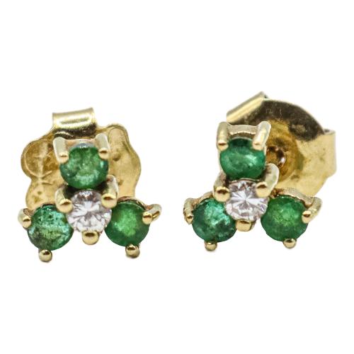 PENDIENTES CON ESMERALDAS Y BRILLANTES